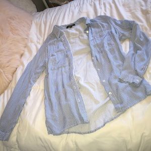 Blue and white button up